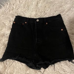 Black Levi high rise shorts